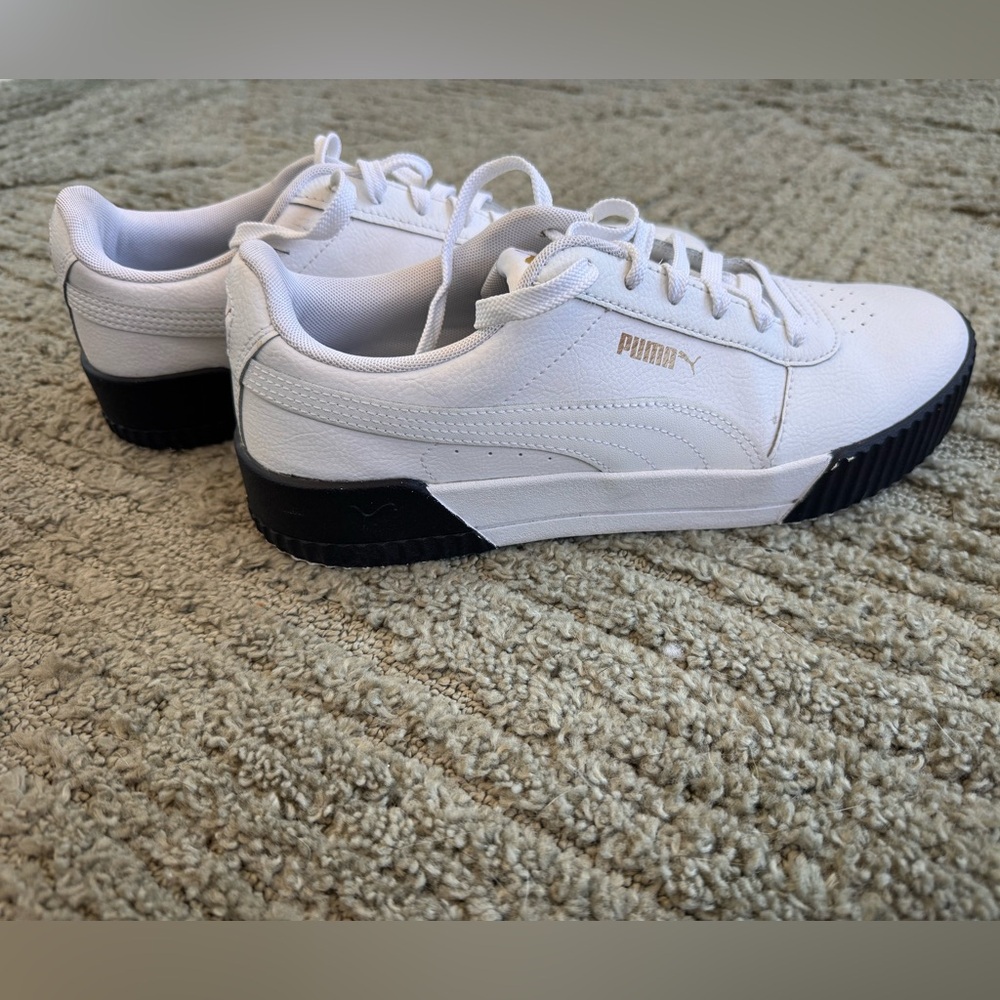 Puma White Sneakers with Black Soles